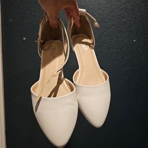 Cream Closed Toe Flats